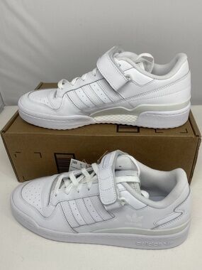 adidas Forum Low Sneakers - Triple White Low-Top Velcro Hook-and-Loop Strap
